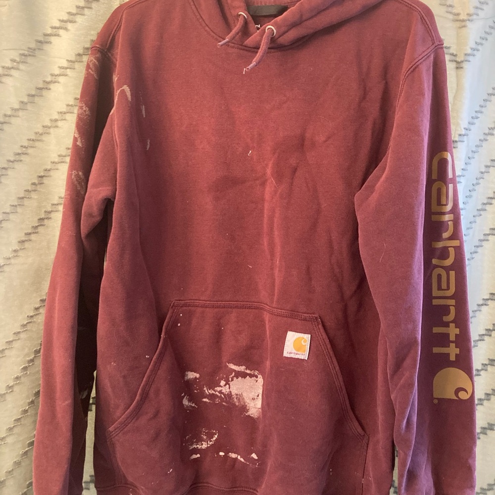 Carhartt burgundy distressed Hoodie